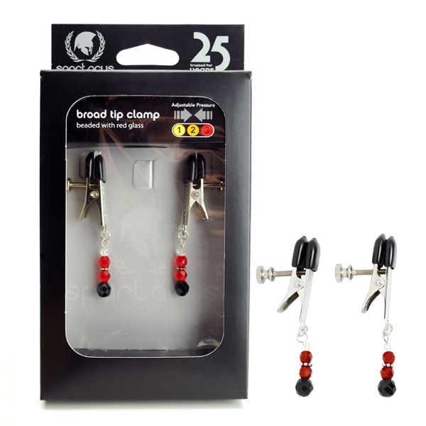 Spartacus Adjustable Nipple Clamps with Glass Beads - - Nipple and Clit Clamps