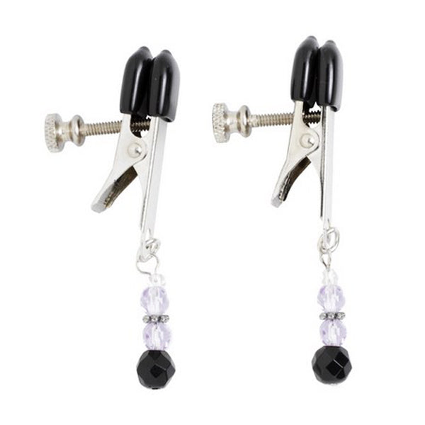 Spartacus Adjustable Nipple Clamps with Glass Beads - - Nipple and Clit Clamps