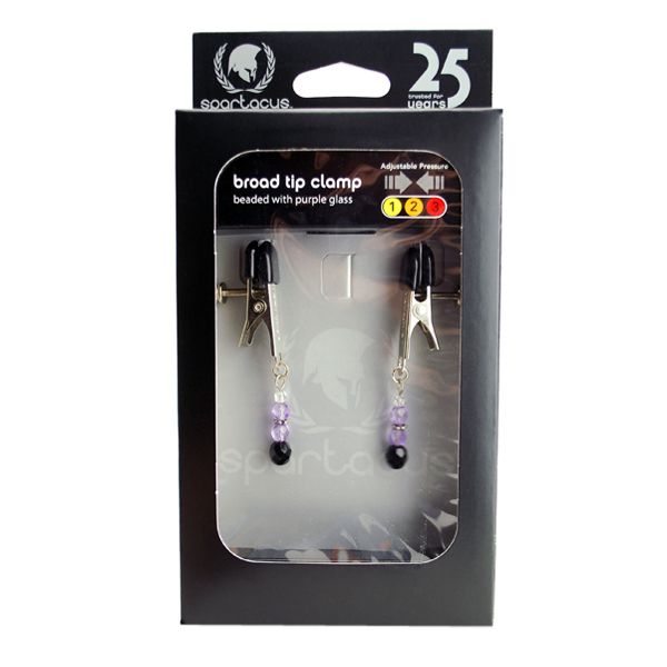 Spartacus Adjustable Nipple Clamps with Glass Beads - - Nipple and Clit Clamps