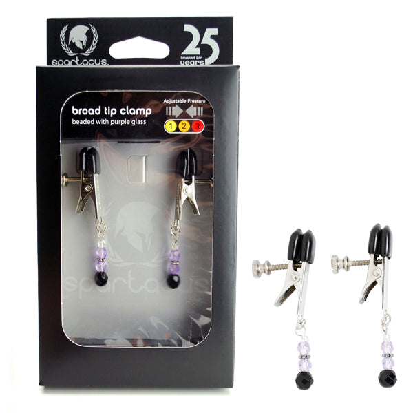 Spartacus Adjustable Nipple Clamps with Glass Beads - - Nipple and Clit Clamps