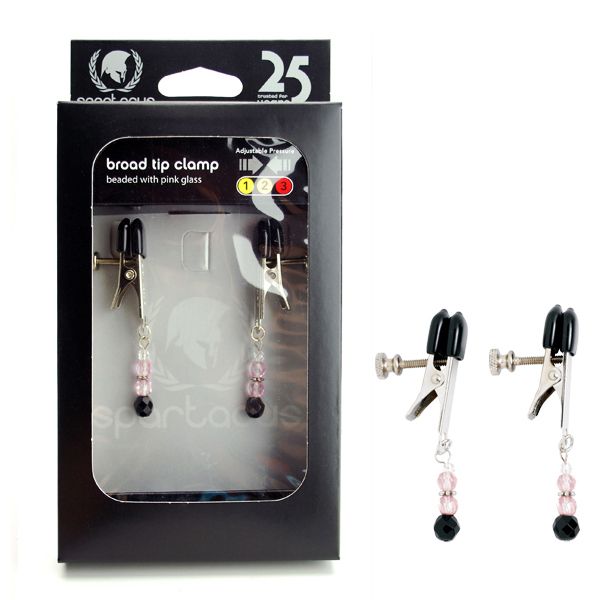 Spartacus Adjustable Nipple Clamps with Glass Beads - - Nipple and Clit Clamps