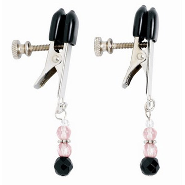 Spartacus Adjustable Nipple Clamps with Glass Beads - - Nipple and Clit Clamps