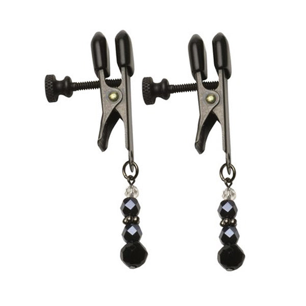 Spartacus Adjustable Nipple Clamps with Glass Beads - - Nipple and Clit Clamps