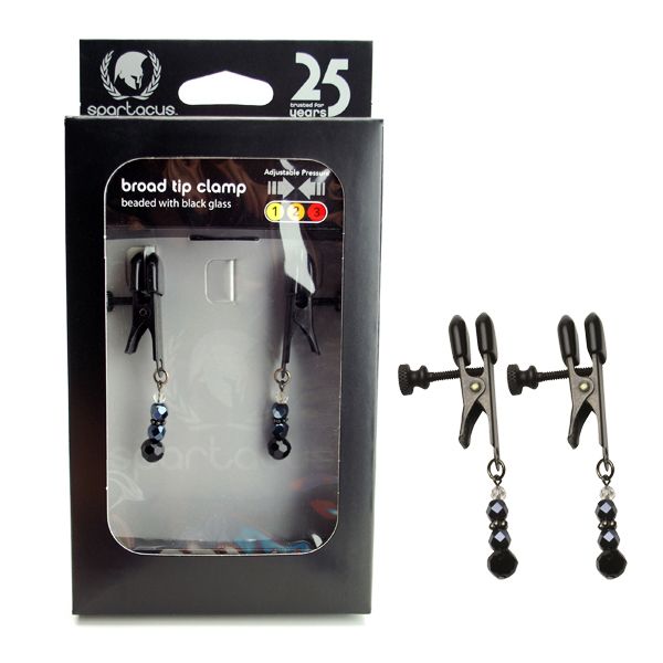 Spartacus Adjustable Nipple Clamps with Glass Beads - - Nipple and Clit Clamps