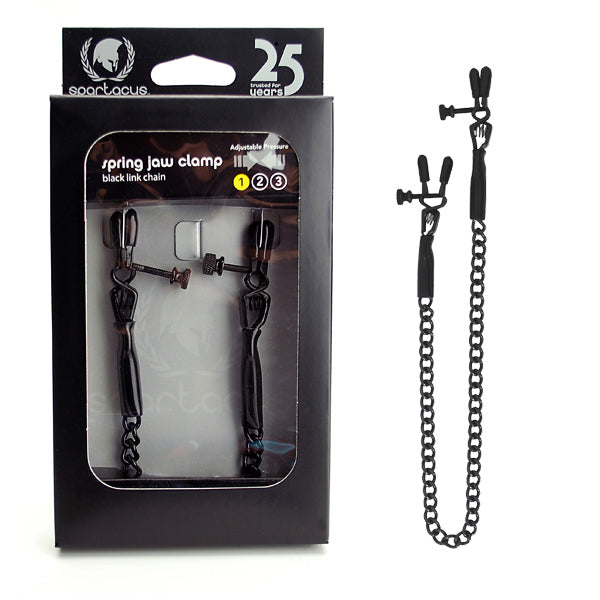 Spartacus Adjustable Spring Jaw Clamps with Link Chain - - Nipple and Clit Clamps