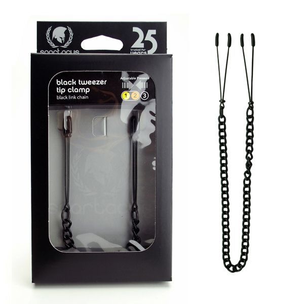 Tweezer Tip Clamps - Black Link Chain - - Nipple and Clit Clamps