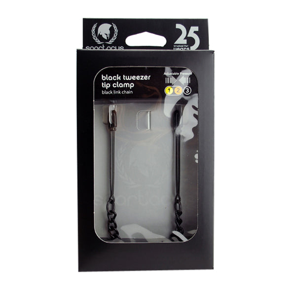 Tweezer Tip Clamps - Black Link Chain - - Nipple and Clit Clamps