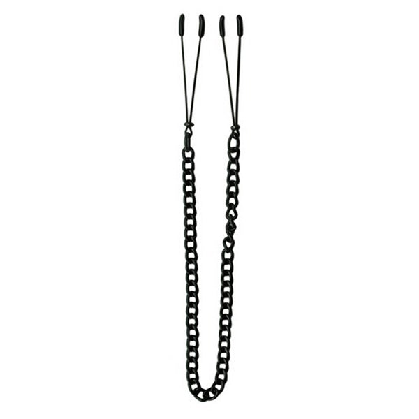 Tweezer Tip Clamps - Black Link Chain - - Nipple and Clit Clamps