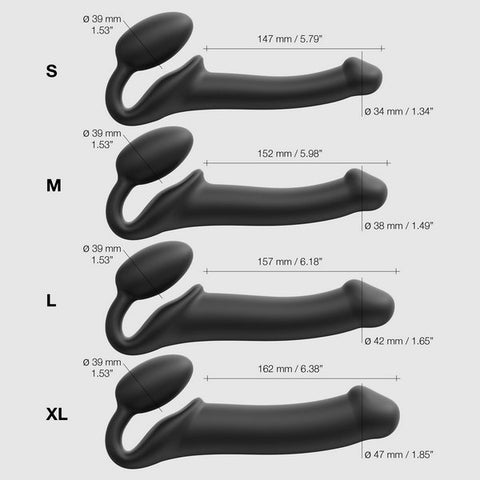 STRAP-ON-ME NEW Bendable Strap-On Silicone Dildo Black - Strap On Sextoys
