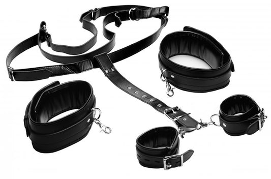 Strict Thigh Sling With Wrist Cuffs Black - - Cuffs And Restraints