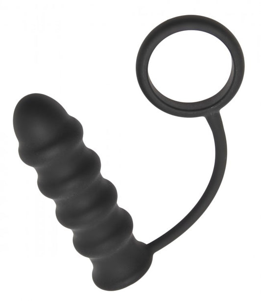 The Rippler Vibrating Silicone Anal Plug With Cock Ring