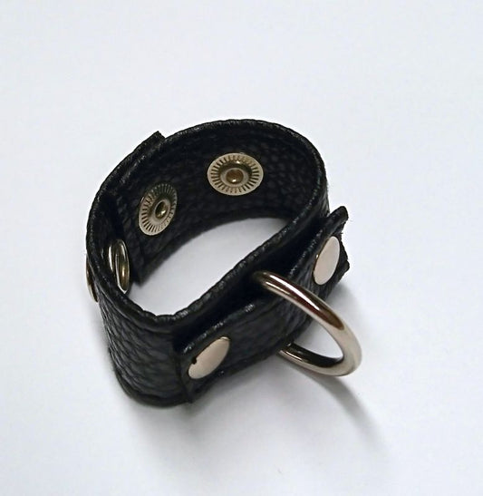 Tight Leather Cock Ring with D-Ring