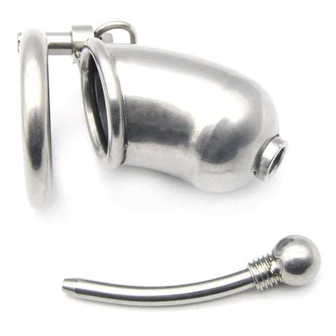 BDStyle Tin Man Cock Cage with Steel Construction and Urethral Sound - Male Chastity