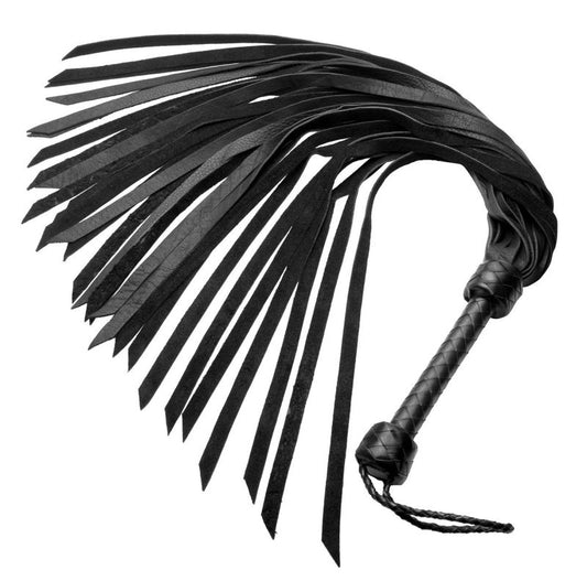 Whiplash Leather Flogger with Handle - - Whips And Crops