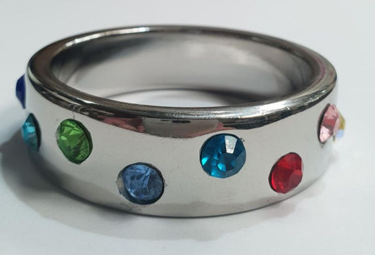 Wide Band Jewel Encrusted Steel Cock Ring