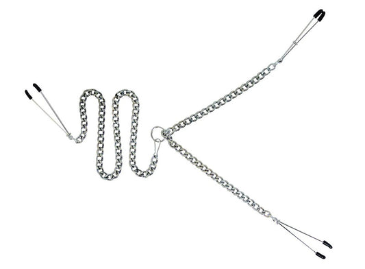 Y-Style Adjustable Tweezer Clamps with Clit Clamp - - Nipple and Clit Clamps